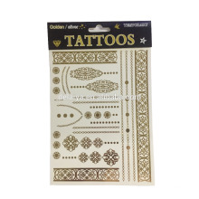 Custom High Quality Metallic Gold & Silvery Temporary Tattoo Stickers